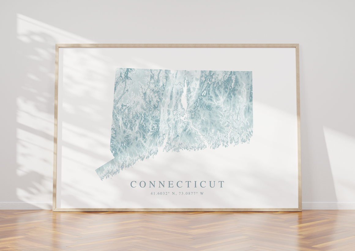 Connecticut Map Print Landscape