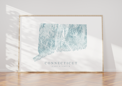Connecticut Map Print Landscape