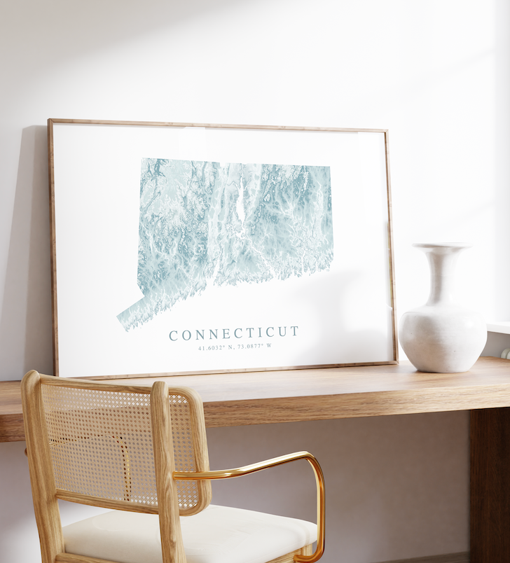 Connecticut Map Print Landscape