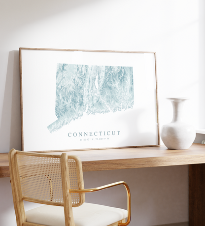 Connecticut Map Print Landscape
