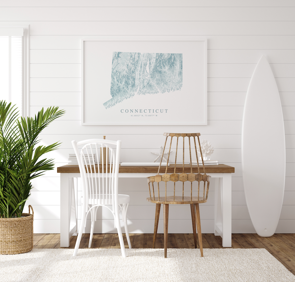 Connecticut Map Print Landscape