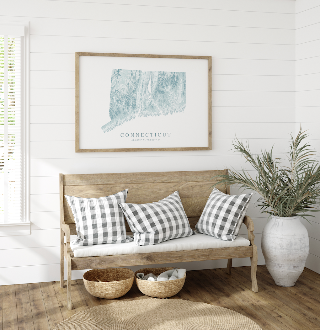 Connecticut Map Print Landscape