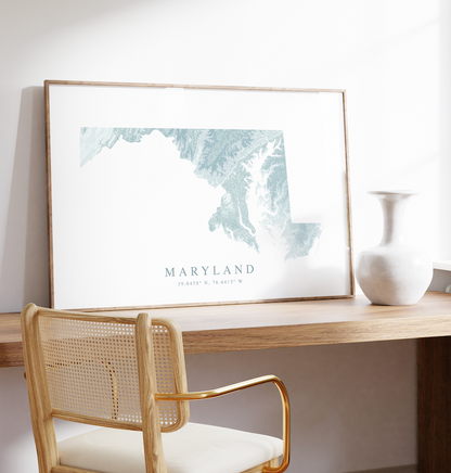 Maryland Map Print Landscape