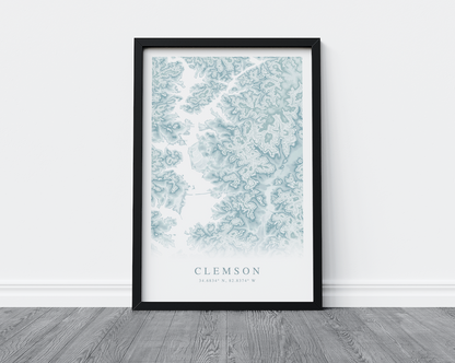 Clemson Map Print