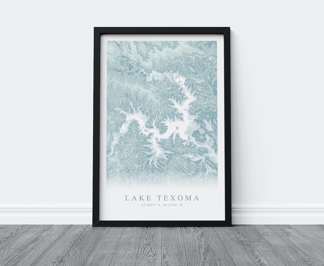 Lake Texoma Map Print
