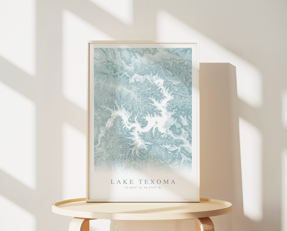 Lake Texoma Map Print