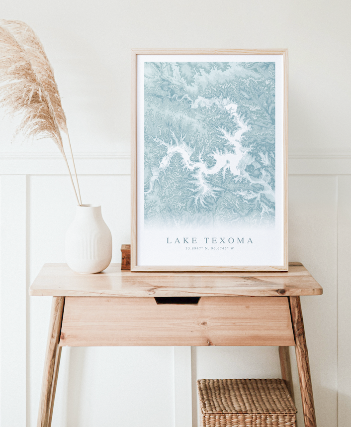 Lake Texoma Map Print