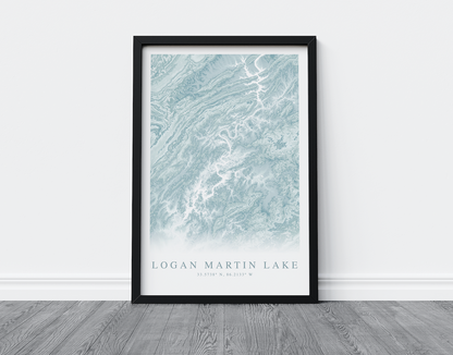Logan Martin Lake Map Print