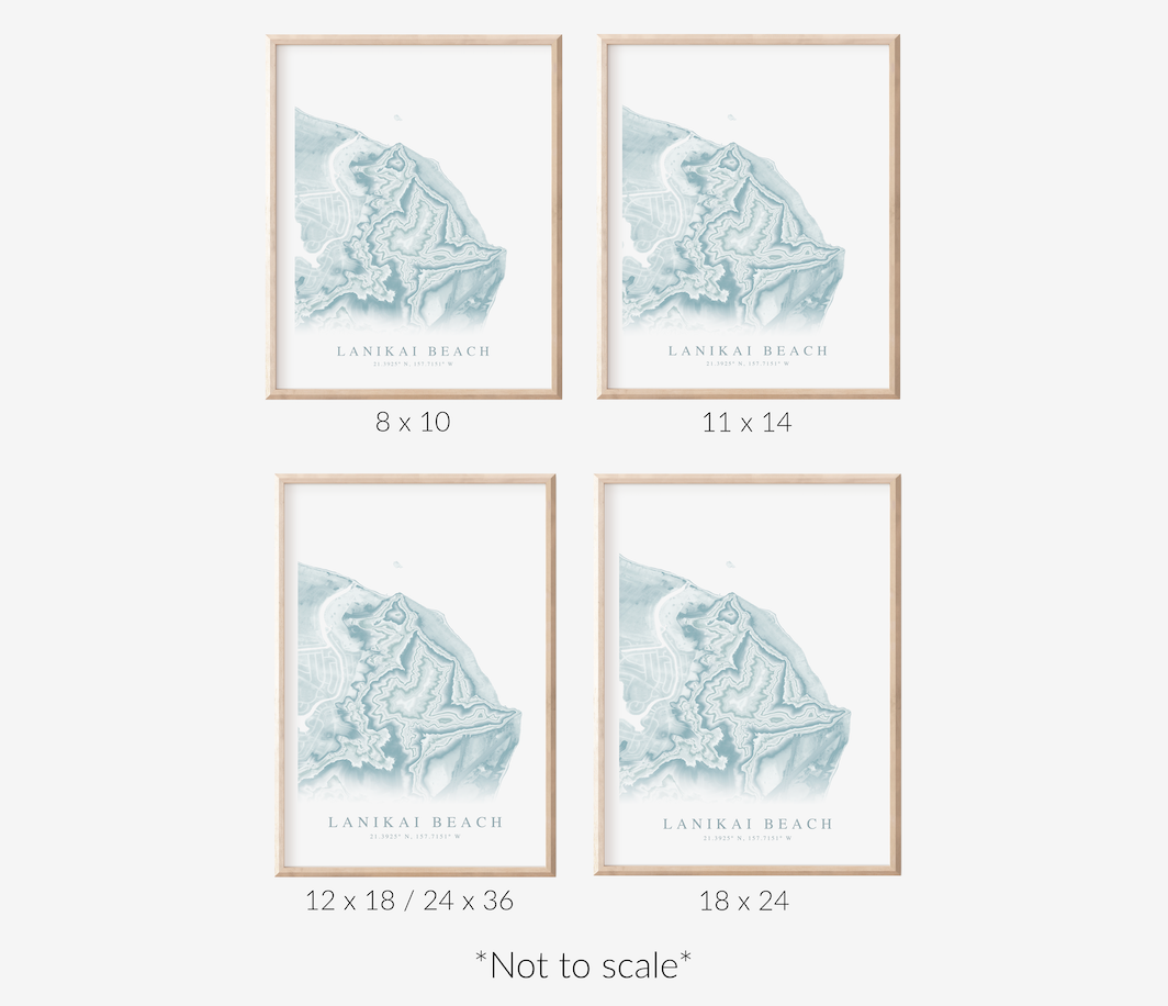 Lanikai Beach Map Print