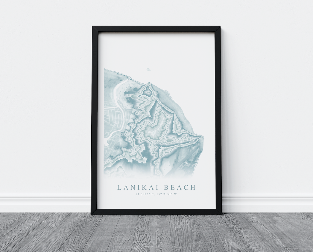 Lanikai Beach Map Print