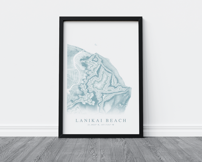 Lanikai Beach Map Print
