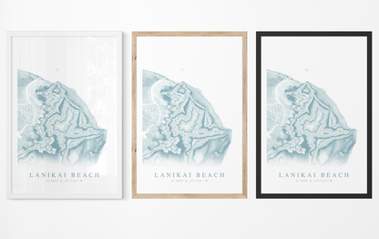Lanikai Beach Map Print