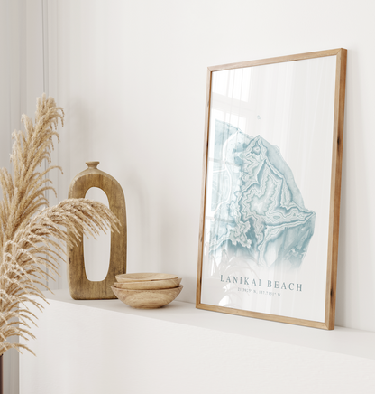 Lanikai Beach Map Print