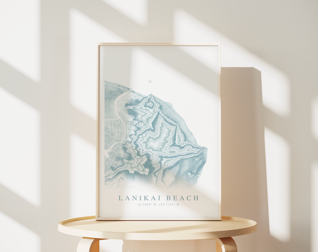 Lanikai Beach Map Print