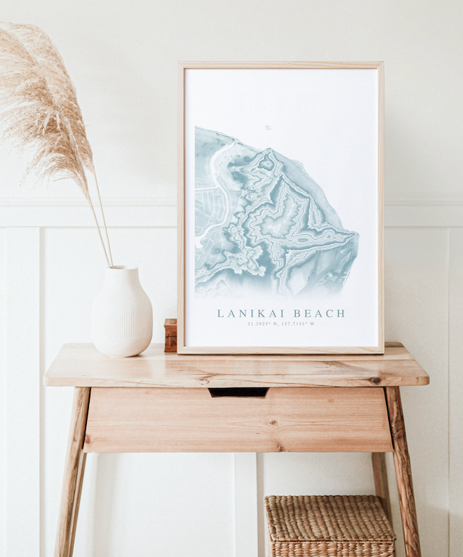 Lanikai Beach Map Print