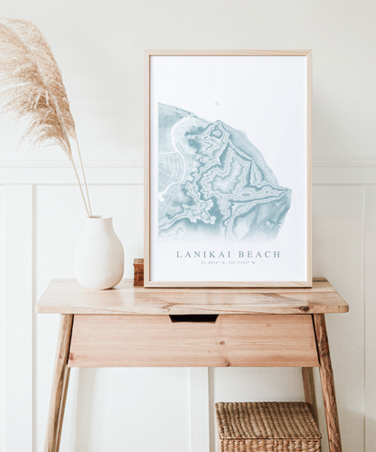 Lanikai Beach Map Print