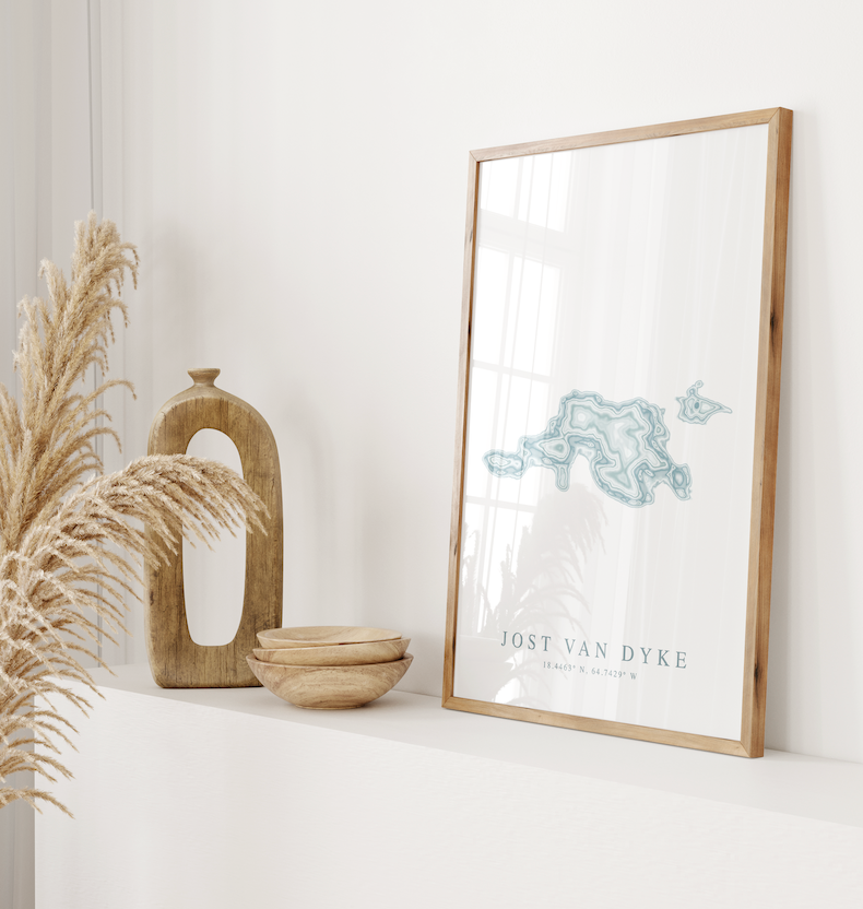 Jost Van Dyke BVI Map Print