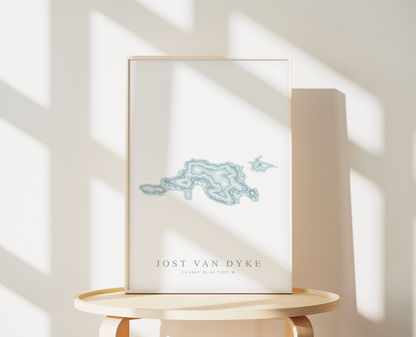 Jost Van Dyke BVI Map Print