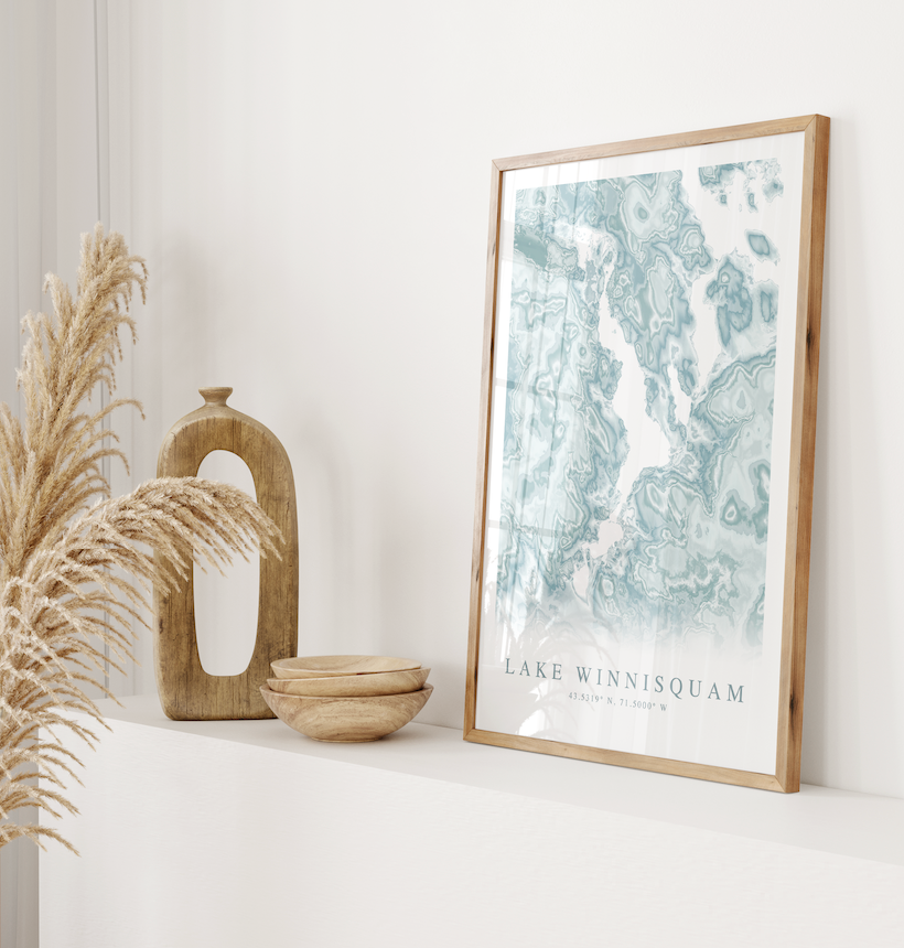 Lake Winnisquam Map Print