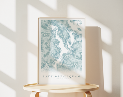 Lake Winnisquam Map Print