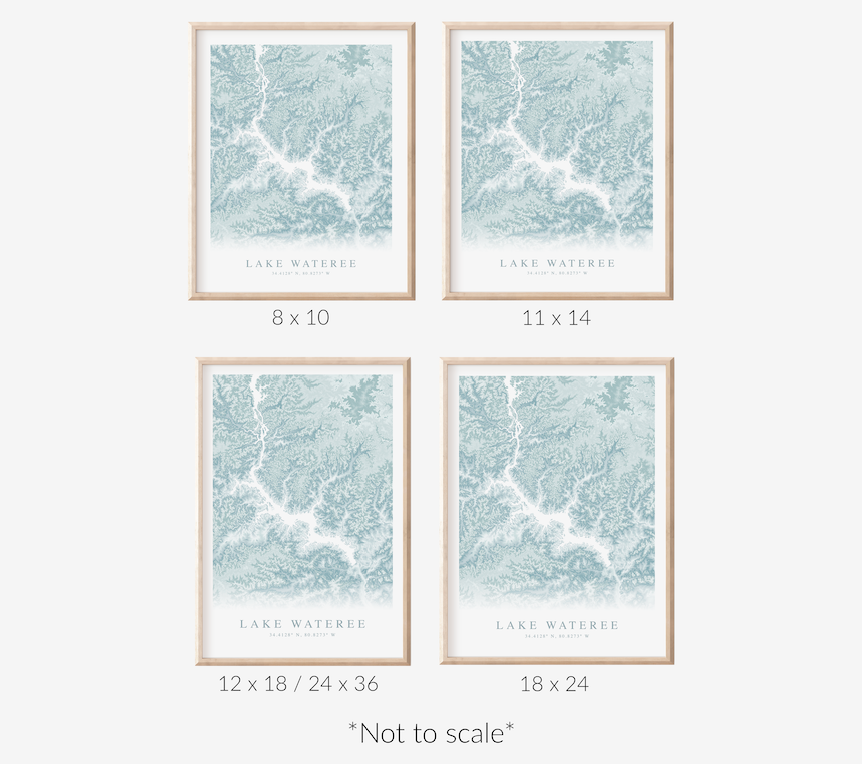 Lake Wateree Map Print
