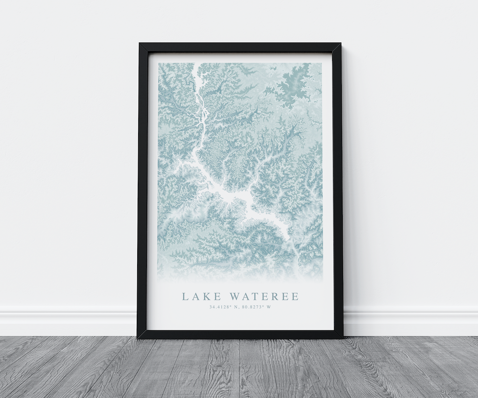 Lake Wateree Map Print
