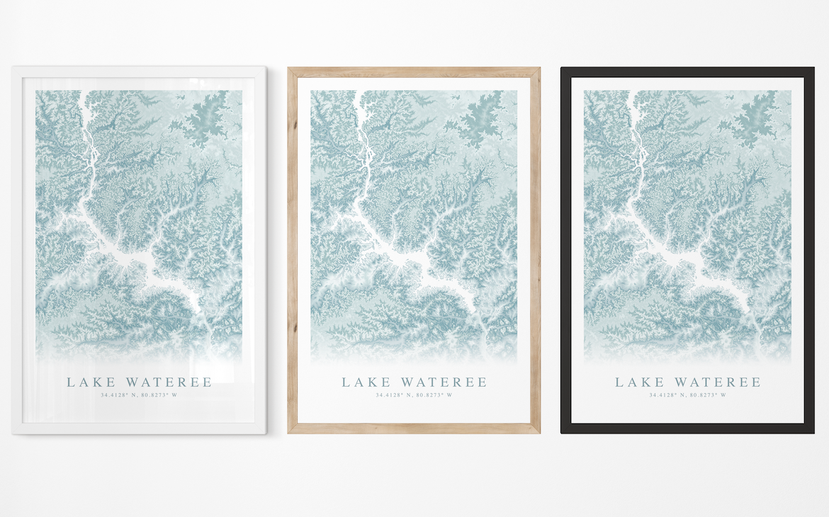 Lake Wateree Map Print