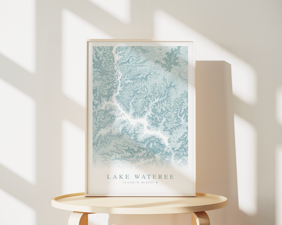 Lake Wateree Map Print