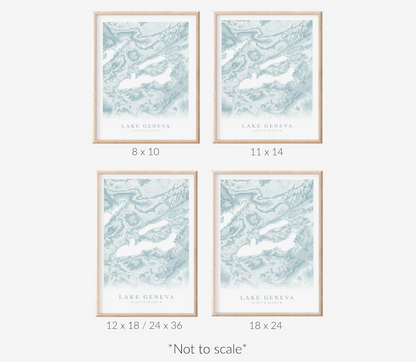 Lake Geneva WI Map Print