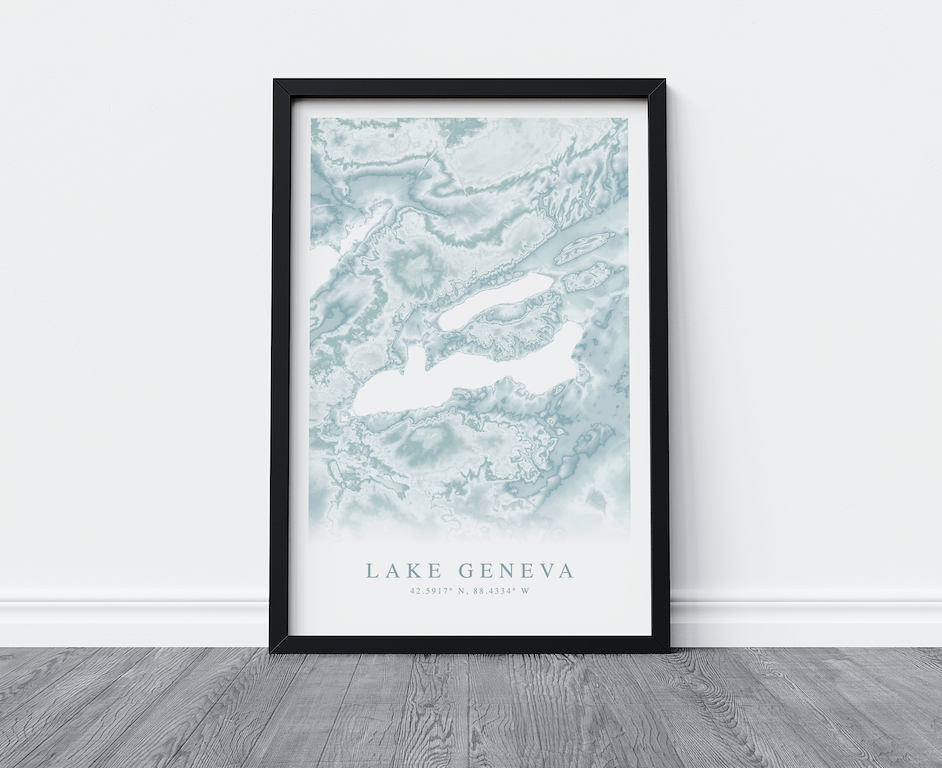 Lake Geneva WI Map Print