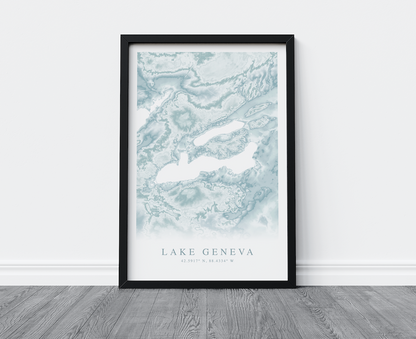 Lake Geneva WI Map Print