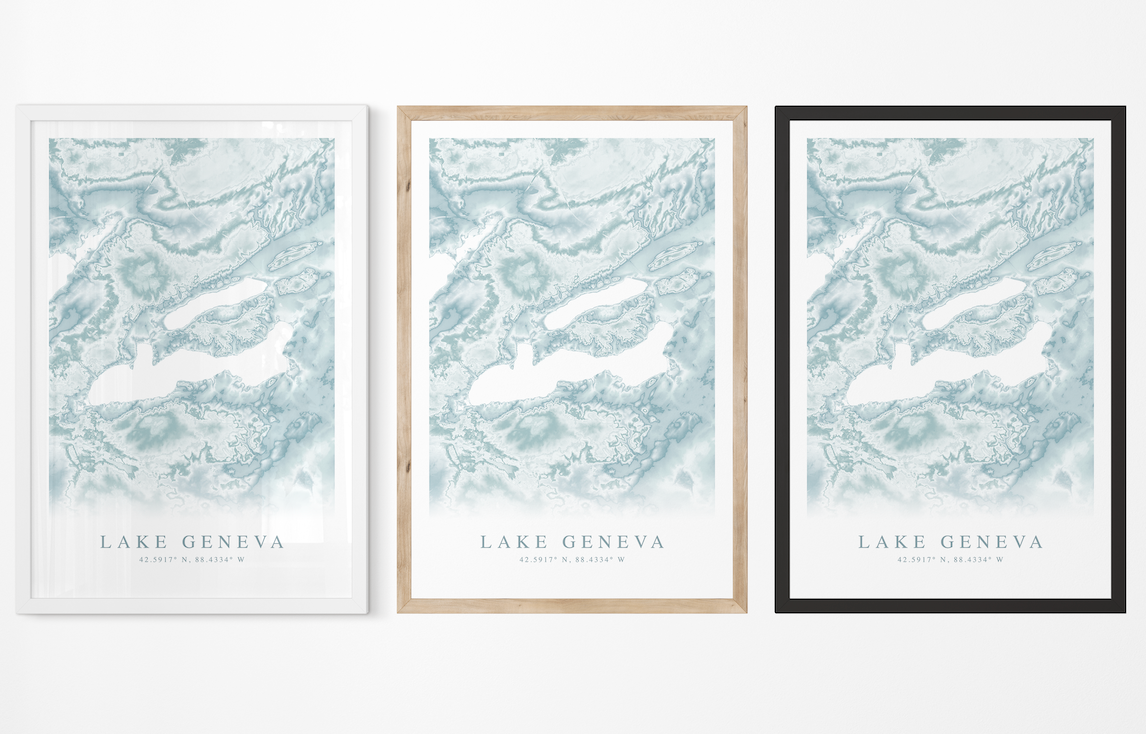 Lake Geneva WI Map Print