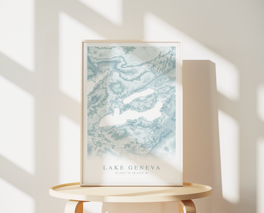 Lake Geneva WI Map Print