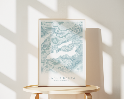 Lake Geneva WI Map Print