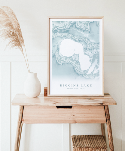 Higgins Lake Map Print