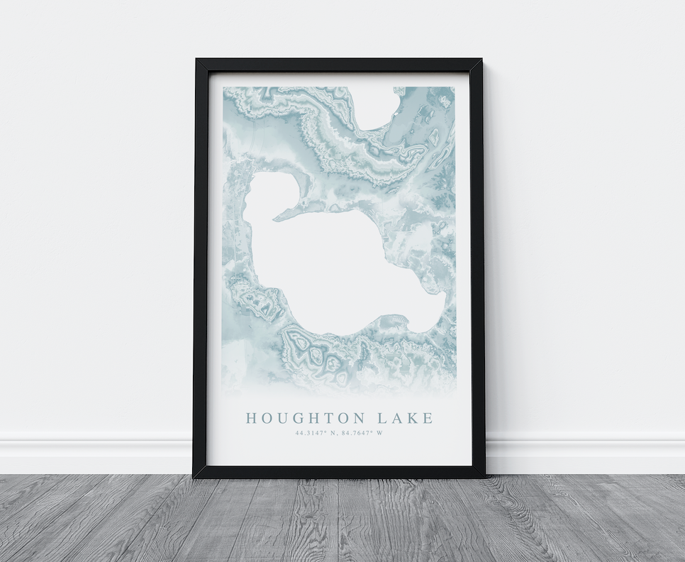 Houghton Lake Map Print