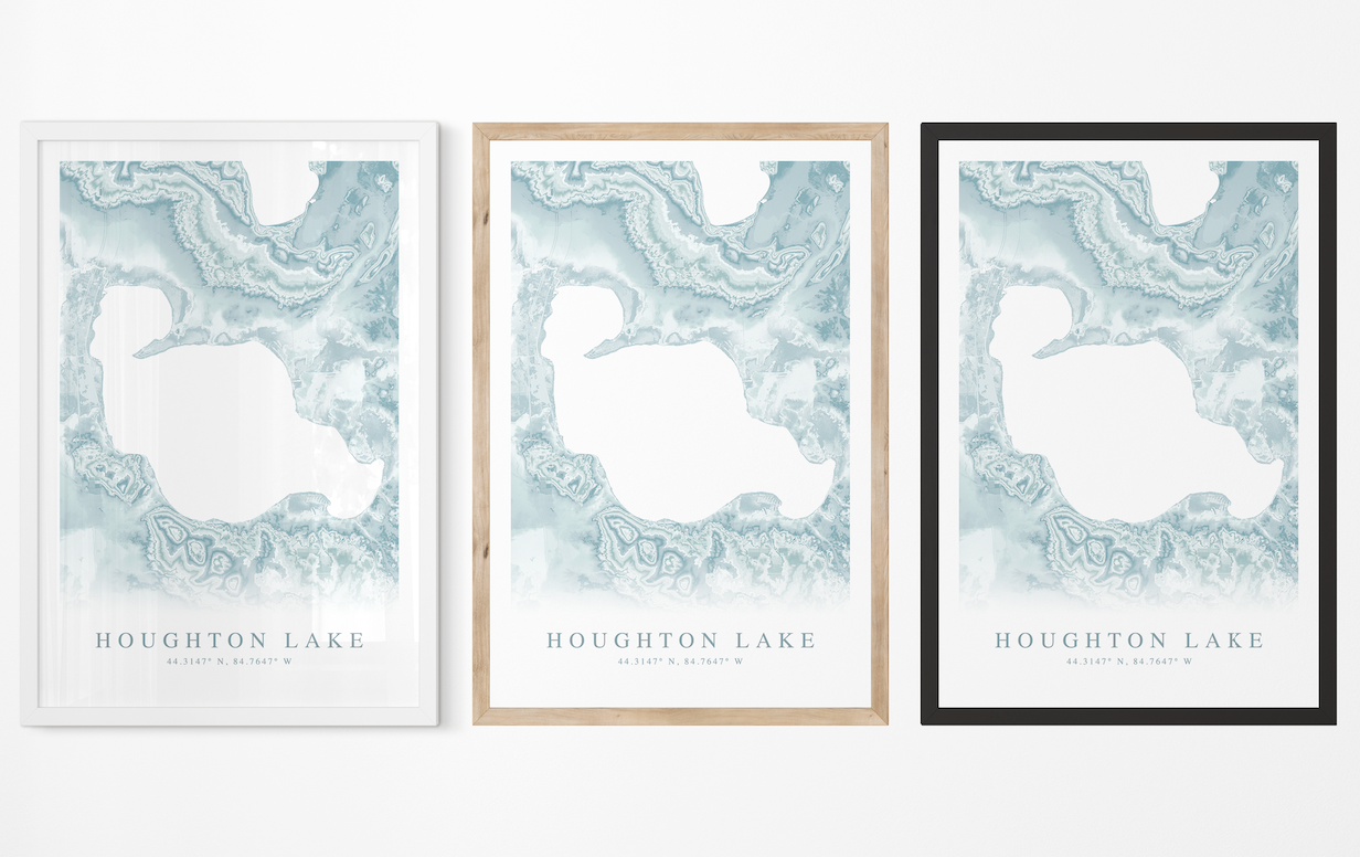 Houghton Lake Map Print