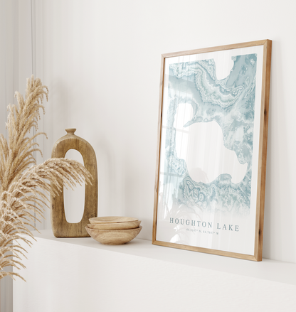 Houghton Lake Map Print