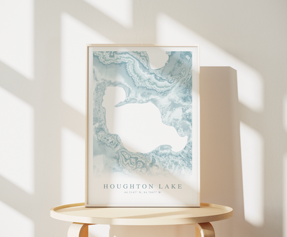Houghton Lake Map Print