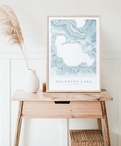 Houghton Lake Map Print