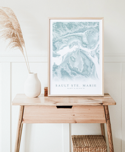 Sault Ste. Marie Map Print