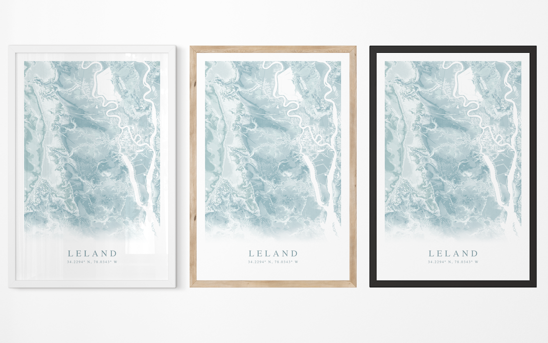 Leland NC Map Print