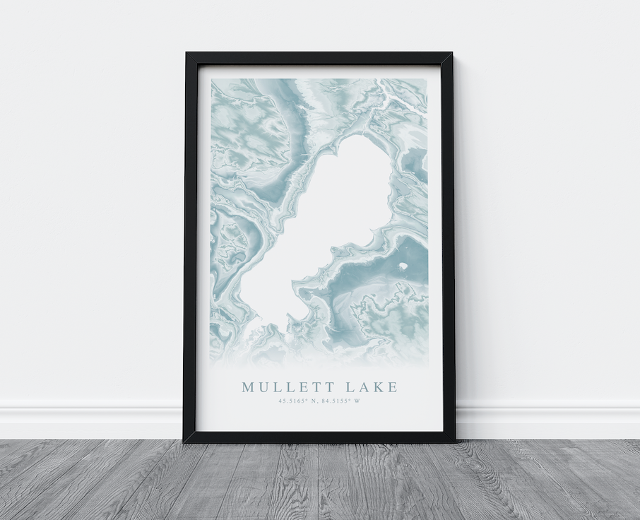Mullett Lake Map Print