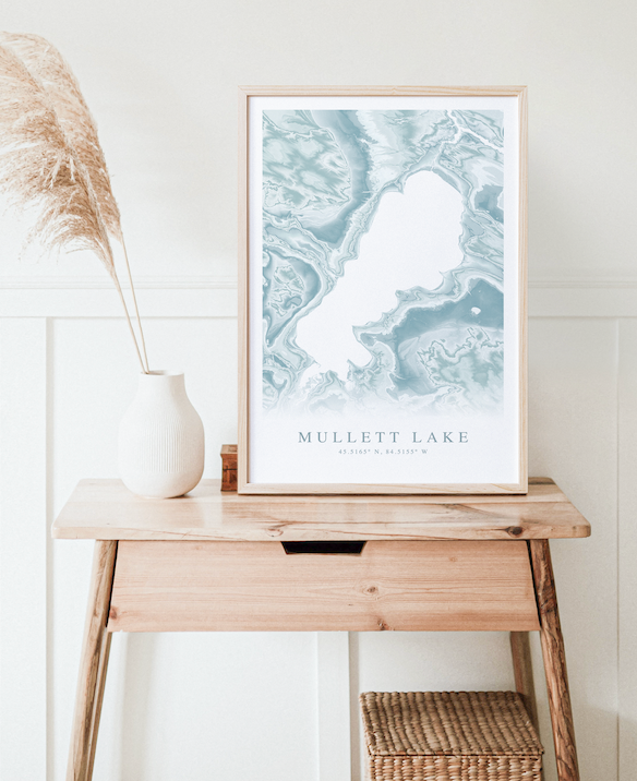 Mullett Lake Map Print