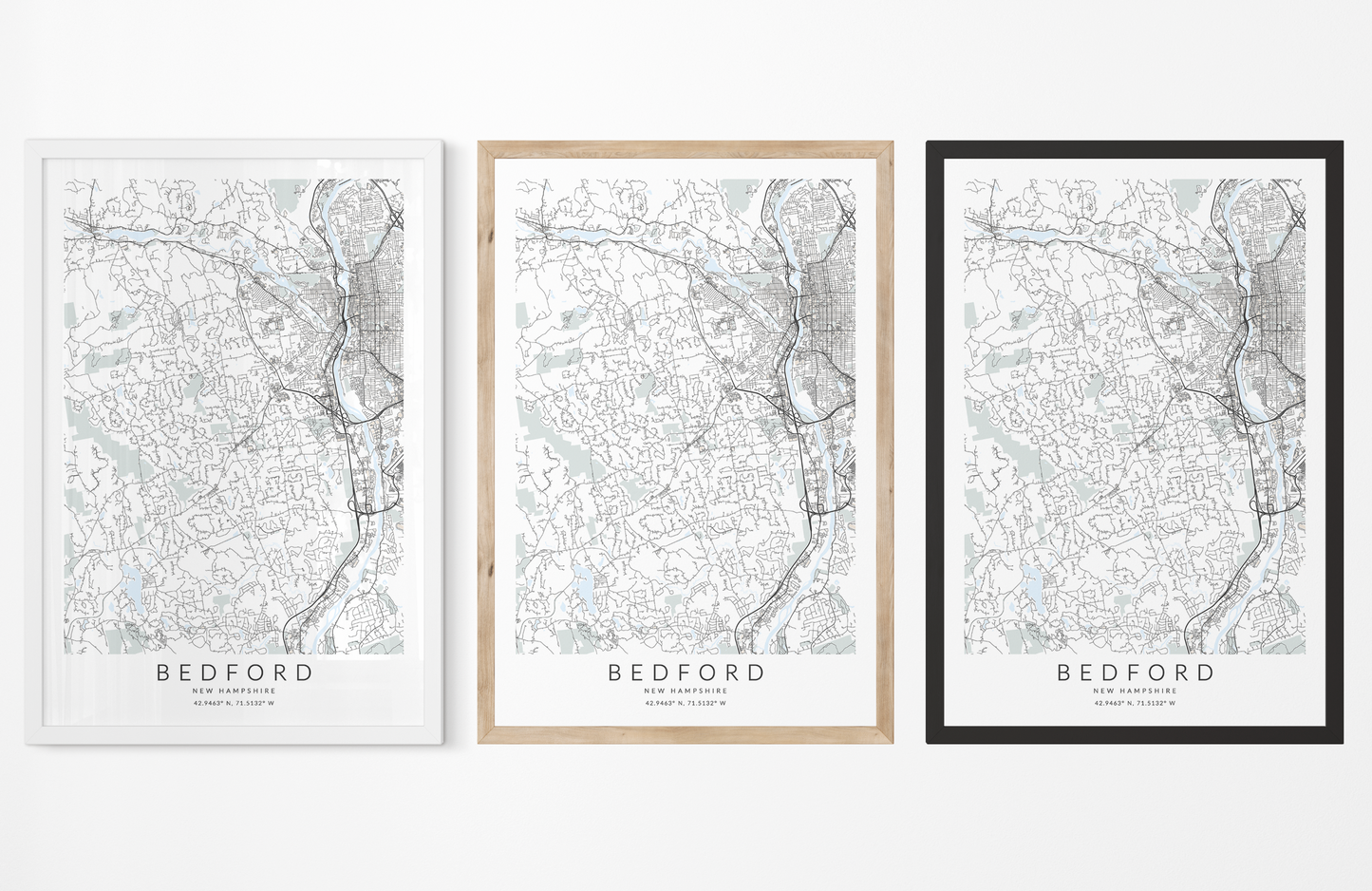 Bedford New Hampshire Map Print