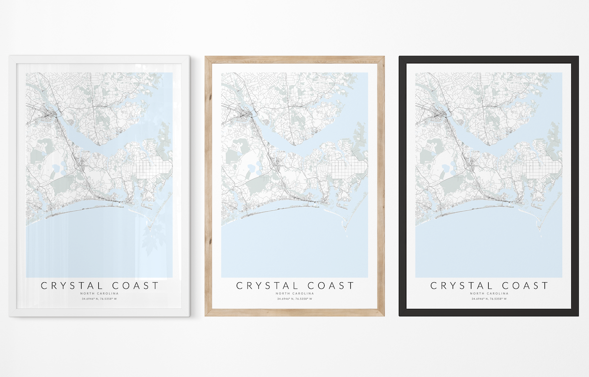 Crystal Coast NC Map Print
