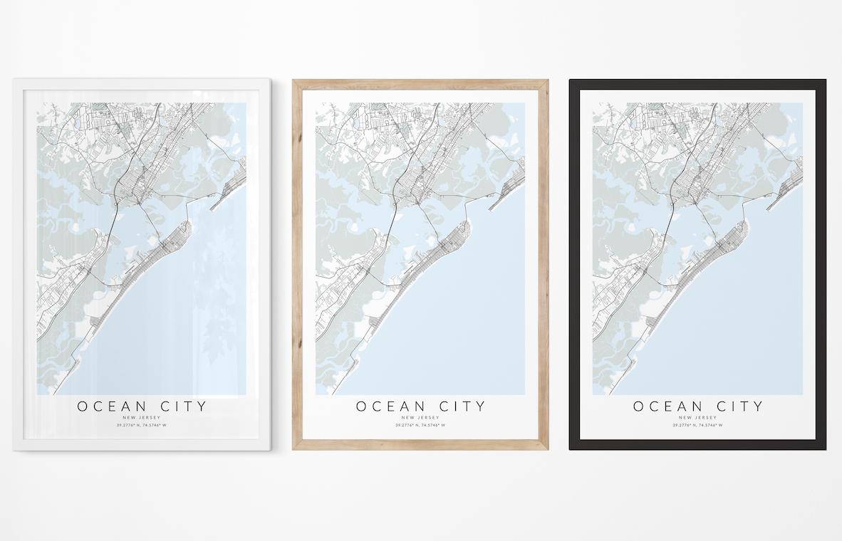 Ocean City NJ Map Print