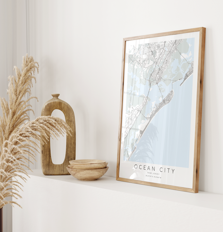 Ocean City NJ Map Print