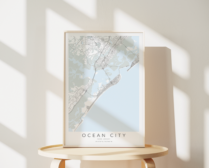 Ocean City NJ Map Print