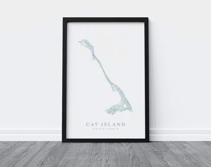 Cat Island Bahamas Map Print